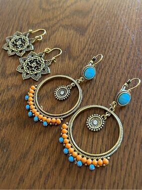 Gold-Tone Boho Earrings, NWOT